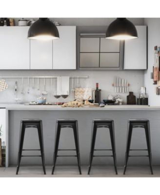 30 Inch Bar Stools Set of 4 with Square Seat and Handling Hole