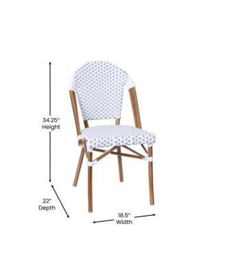 Celia Bistro Style Table With Glass Top, Pe Rattan, 2 Stack Chairs, And Bamboo Finished Metal Frame For Indoor/Outdoor Use