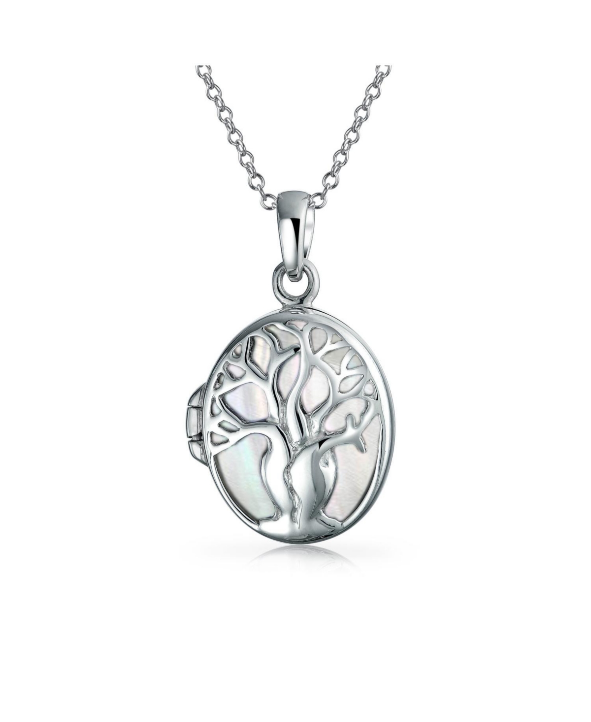 Matriarch Rainbow Abalone Mother Of Pearl Oval Celtic Tree Family Tree Of Life Locket Holds Photos Necklace For Women .925 Sterling Silv