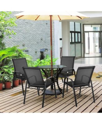 2 Pieces Patio Outdoor Dining Chair with Armrest