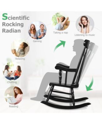 Rocking Chair with Solid Wooden Frame for Garden and Patio