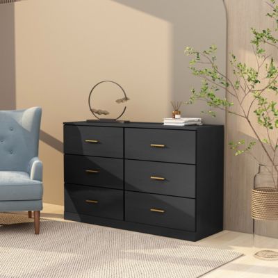 Streamdale Modern Black 6-Drawer Dresser, Amplified Storage
