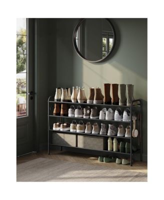 Multi Tier Shoe Rack, Shoe Organizer, Fabric Shoe Shelf Storage, Height-Adjustable Shoe Rack, 4 Tier