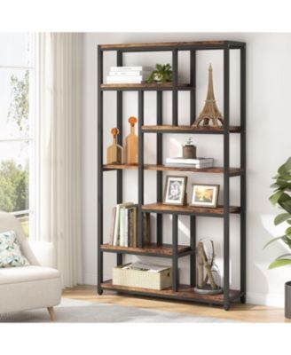 79 Inch Extra Tall Bookshelf, 7-Tier Vintage Bookcase, Industrial 10-Shelf Open Storage Shelves Display Shelves Organizer for Home Office