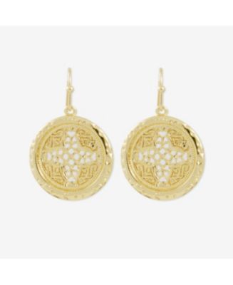 sanctuaire Round Rosette Medallion Coin Earrings Gold - Macy's