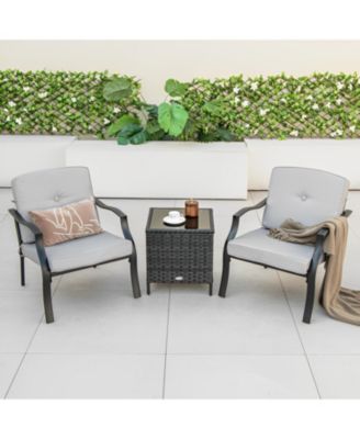 2 Piece Patio Metal Chairs with Seat and Back Cushions