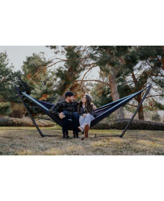 Double Nylon Hammock - Navy/Light Blue