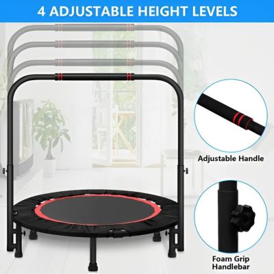 40 Inch Mini Exercise Trampoline Foldable with Adjustable Handle Max Load 440lbs for Adults or Kids