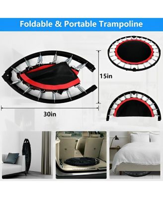 40 Inch Mini Exercise Trampoline Foldable with Adjustable Handle Max Load 440lbs for Adults or Kids