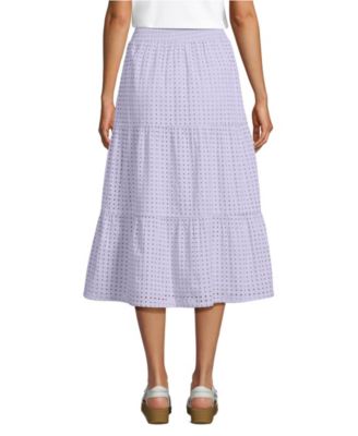 Women's Poplin Tiered Eyelet Midi Skirt