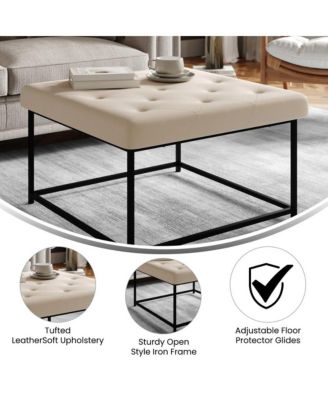 Almas 30-Inch Square Tufted Ottoman With Durable Metal Frame