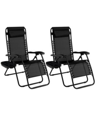 2 Pieces Folding Lounge Chair with Zero Gravity