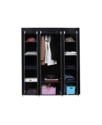 Wardrobe, Closet, Portable Clothes Storage Organizer with Hanging Rail, Shelves, Fabric Cover