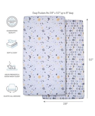 Celestial Moon/Stars 2-Pack Fitted Crib/Toddler Sheet Set