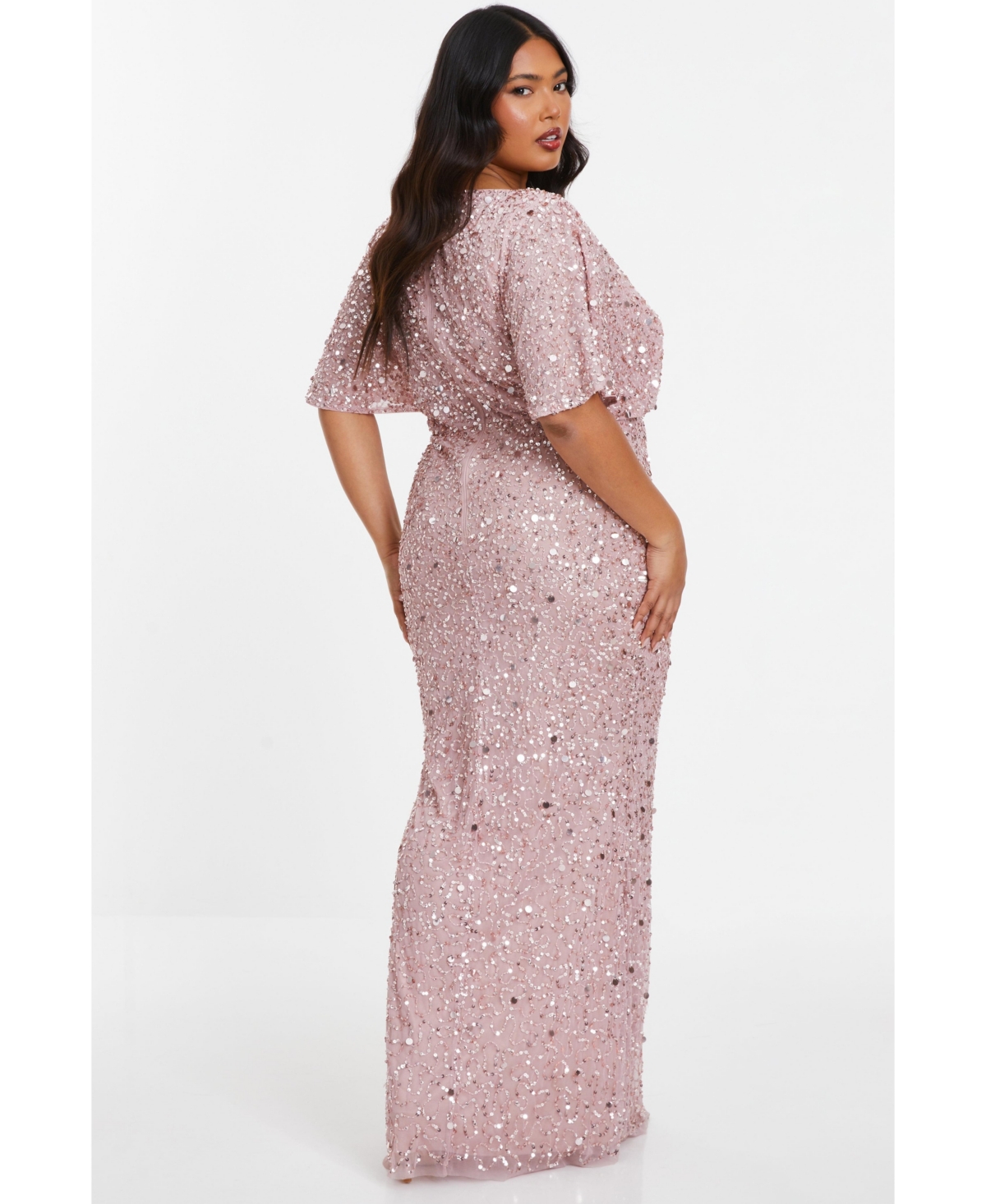 Quiz Plus Size Embellished Angel Sleeve Maxi Dress