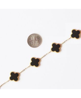 Large Onyx Clover Bracelet 14K Yellow Gold