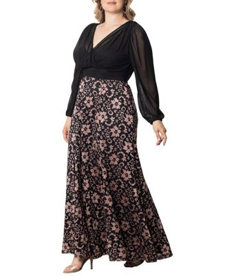 Plus Size Mon Tresor Long Sleeve Lace Evening Gown