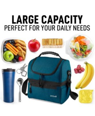 Insulated 2-Compartment Lunch Box Bag With Strap