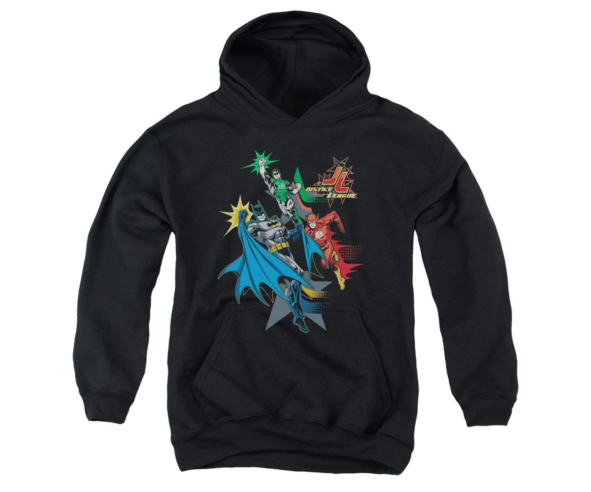 Justice League Boys of America Youth Action Stars Pull Over Hoodie / Hooded Sweatshirt