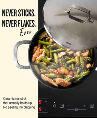 Maestro Nonstick Ceramic Saute Pan with Lid 3.5Qt. - Oven Safe and Made without PFAS, PFOA & PTFE - Induction and All Stovetop Compatible