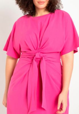 Women's Plus Size Cross Front Flutter Sleeve Dress
