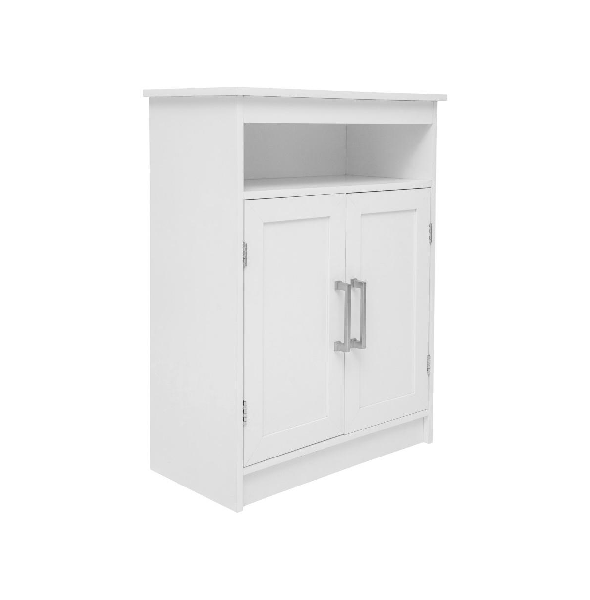 Vigo Bathroom Storage Cabinet With Adjustable Cabinet Shelf, Upper Open Shelf, And Magnetic Closure Doors - White