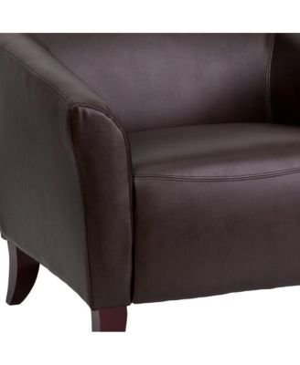 Leathersoft Reception/Living Room Loveseat With Cherry Wood Feet