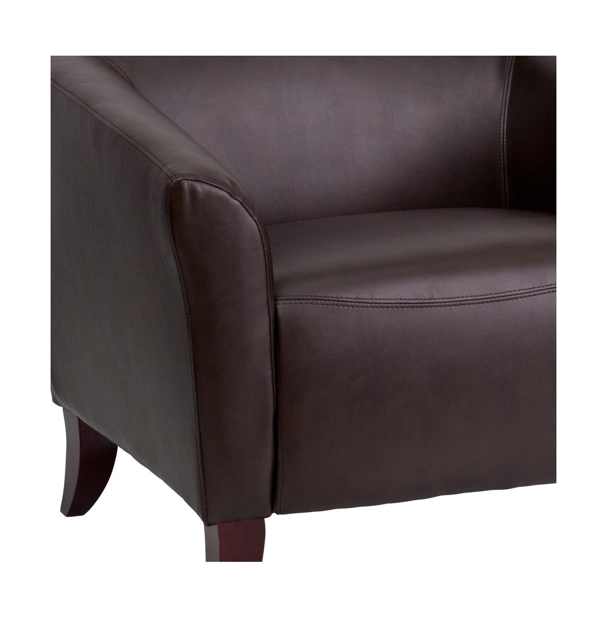 Emma+Oliver Leathersoft Reception/Living Room Loveseat With Cherry Wood Feet