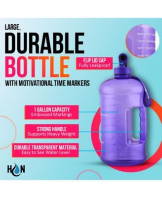 1 Gallon Water Bottle with Times to Drink (128oz) – Motivational Time Reader Large Water Jug