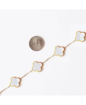 Large Mother of Pearl Clover Bracelet 14K Gold
