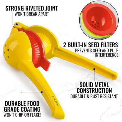 2-in-1 Metal Manual Lemon Squeezer – Sturdy Hand Juicer for Max Extraction