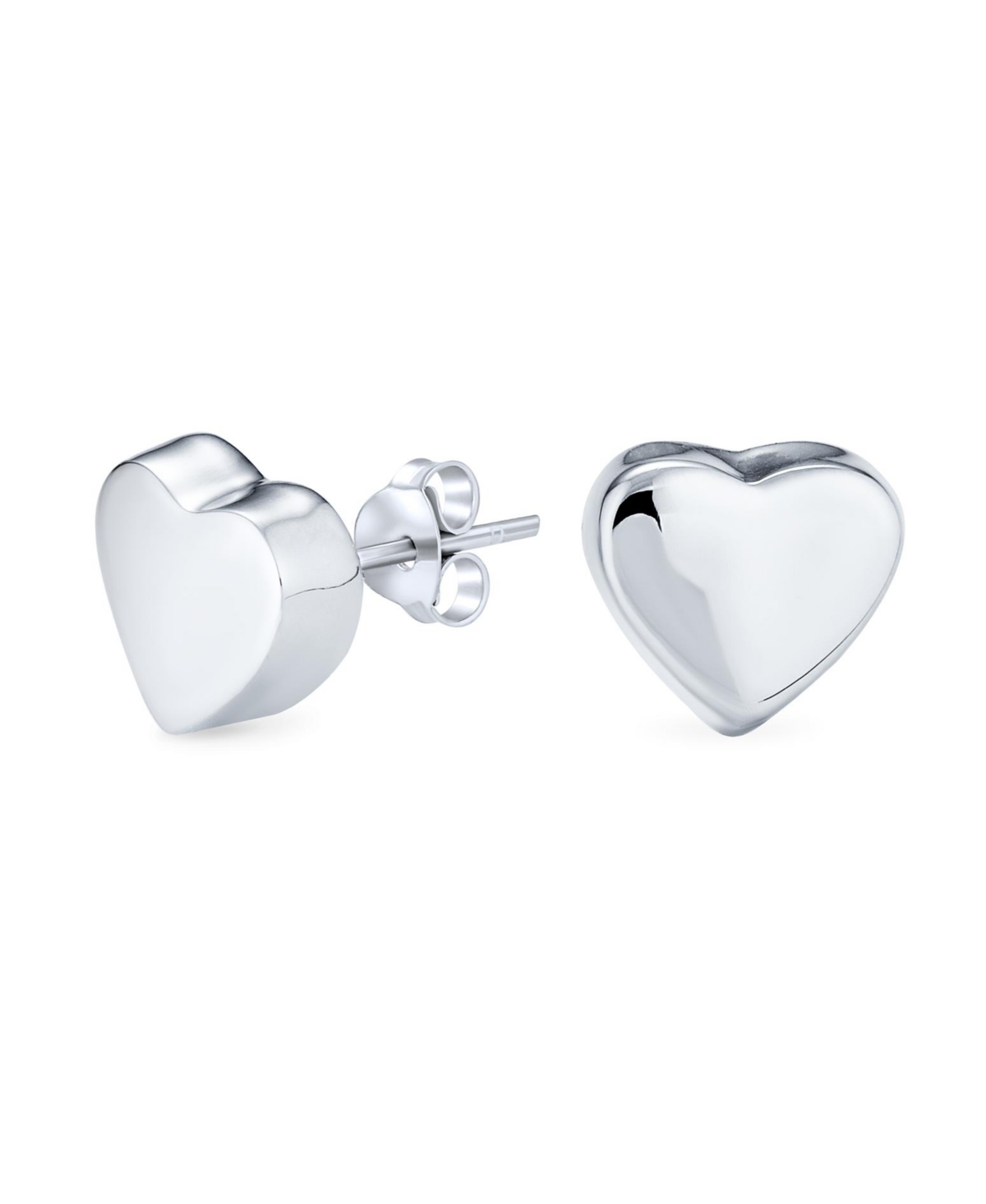 Personalize Abc Initial Monogram Romantic Simple Love Heart Shaped Stud Earrings For Women Girlfriend Teen Polished .925 Sterling Silver