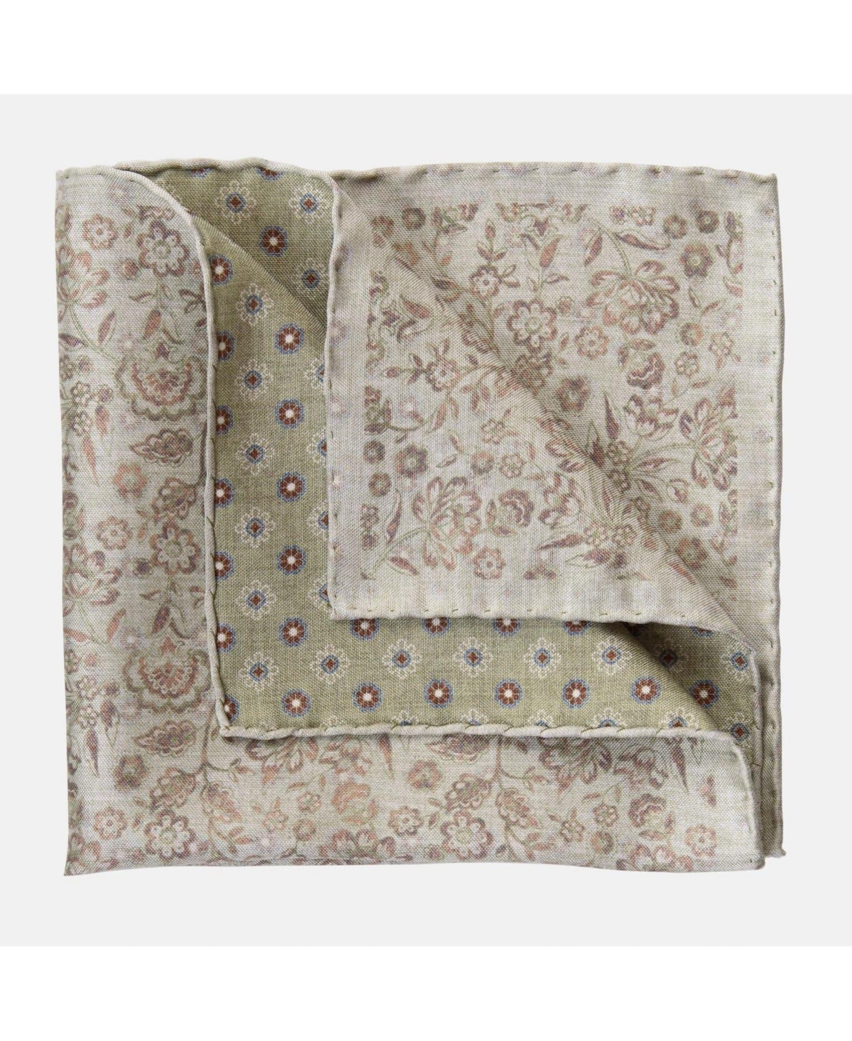Men's Pascal - Double Sided Silk Pocket Square for Men - Sage green