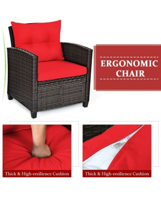 SUGIFT 3 Pieces Rattan Patio Furniture Set with Washable Cushion