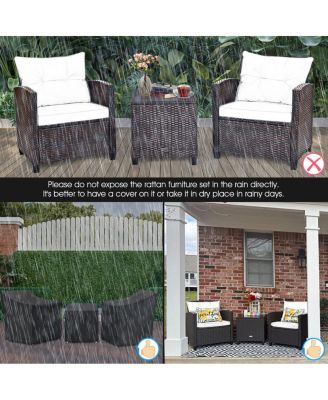 SUGIFT 3 Pieces Rattan Patio Furniture Set with Washable Cushion