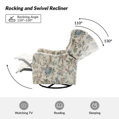 Floral Manual Swivel Glider Recliner – Yaffa Design