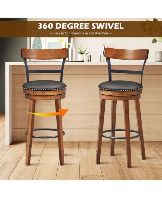 Set of 2 Swivel Counter Height Bar Stools