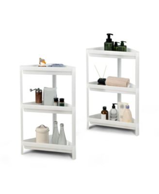 2 Pack 3-Tier Detachable Floor Corner Shower Shelf with Drainage Holes