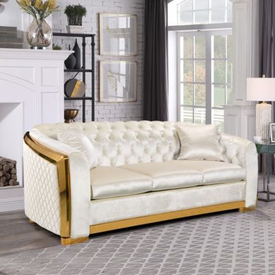 Simplie Fun 84" Velvet Luxury Chesterfield Sofa Set