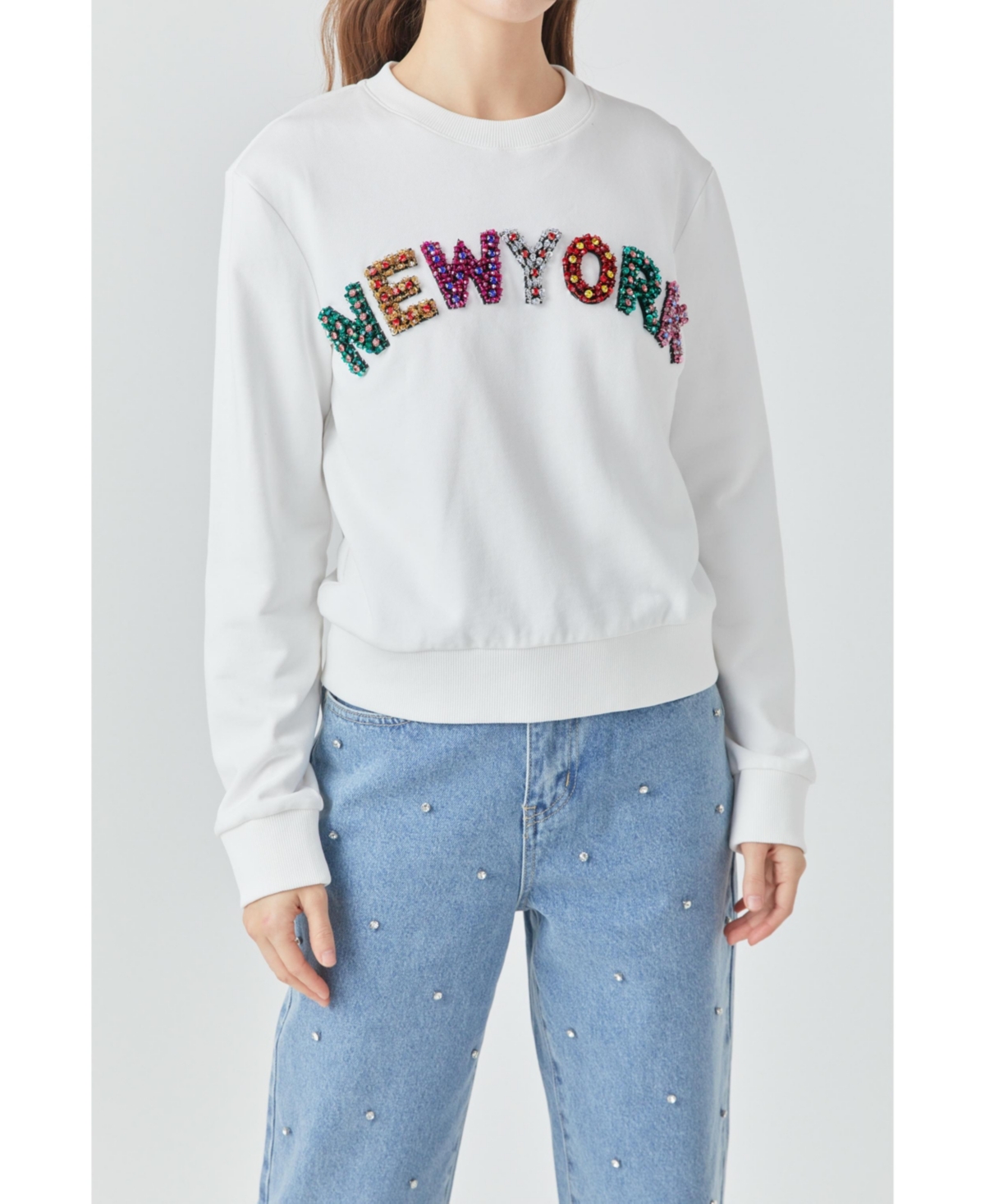 Women's New York Embellished Sweatshirt - White