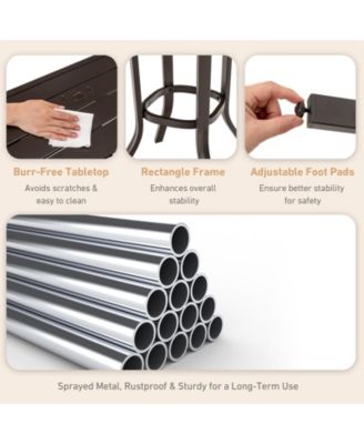 3 Pieces Patio Swivel Bar Table Set with Removable Cushions and Rustproof Metal Frame