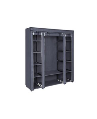 Portable Clothes Storage Organizer with Hanging Rail, Shelves, Closet