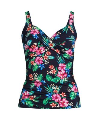 Women's Petite V-Neck Wrap Underwire Tankini Swimsuit Top Adjustable Straps