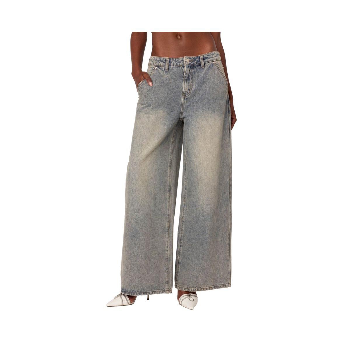 Women's Super Baggy Wide Leg Jeans - Gray