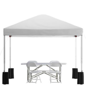 Outdoor Event/Tailgate Set With Pop Up Event Canopy With Wheeled Case, Bi-Fold Table And 4 Folding Chairs
