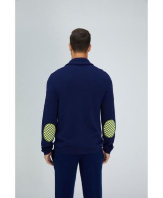 Bellemere Navy Blue and Green Merino Cardigan