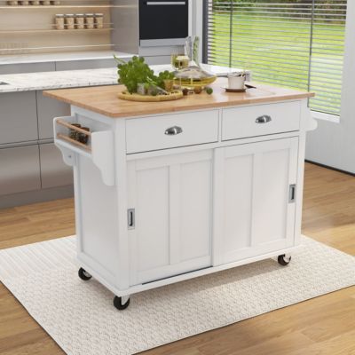 Drop-Leaf Countertop Kitchen Cart