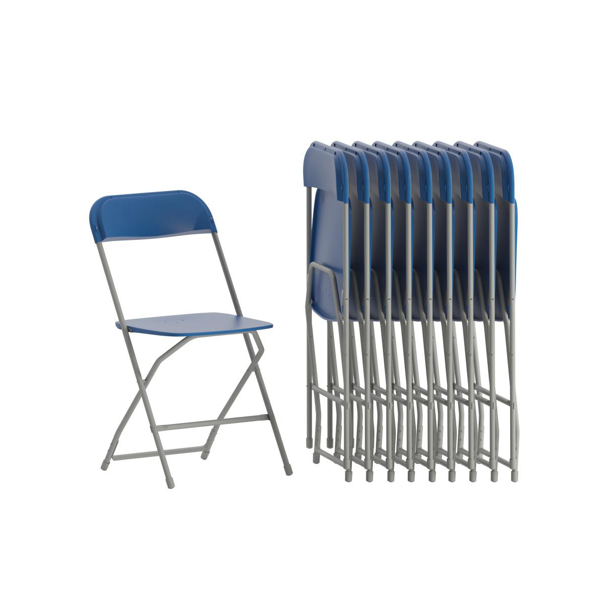 Emma+Oliver Set Of 10 Stackable Folding Plastic Chairs - 650 Lb Weight Capacity