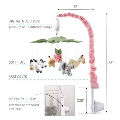 Wildest Dreams Pink Musical Crib Mobile for Baby Girls