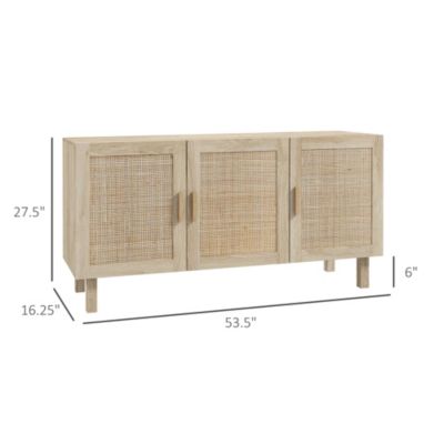 Sideboard Buffet Cabinet with 3 Rat Doors and Adjustable Shelves